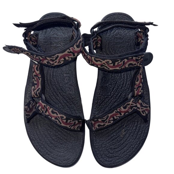 Teva Sz 10 Hiking Sandals Terradactyl Shock Pad Black & Multi Strap Adjustable - Picture 1 of 12